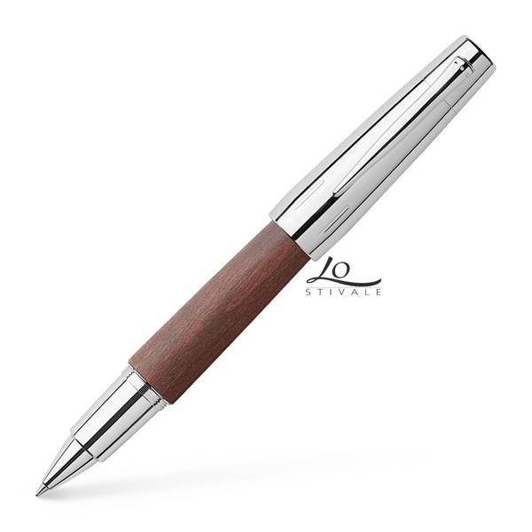 Faber-Castell Penna Roller E-motion – Legno Di Pero Moka, Design Ergonomico, Refill A Rapida Asciugatura, Made In Germany
