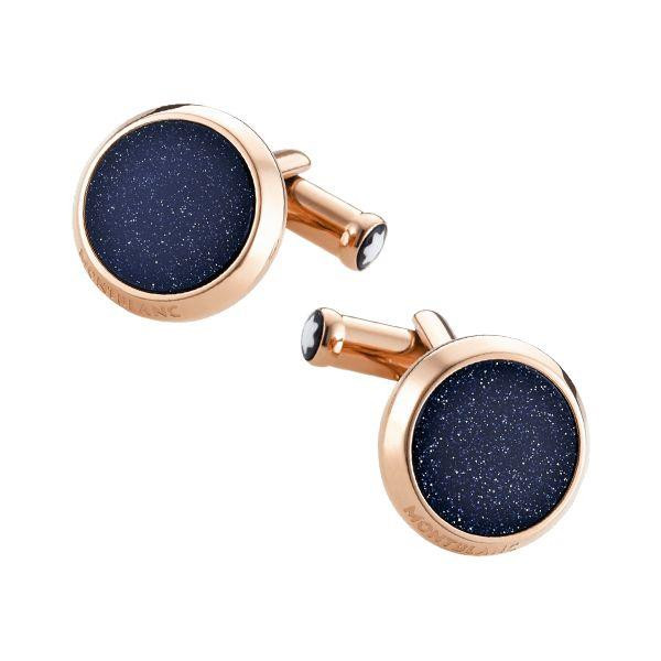 MONTBLANC 112908 GEMELLI UOMO IN ACCIAIO PREGIATO CON INSERTO IN ELIOLITE