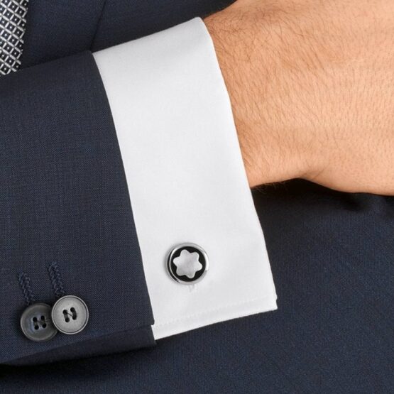 MONTBLANC 116661 GEMELLI UOMO IN ACCIAIO PREGIATO CON INSERTO IN ONICE LINEA STAR - immagine 5