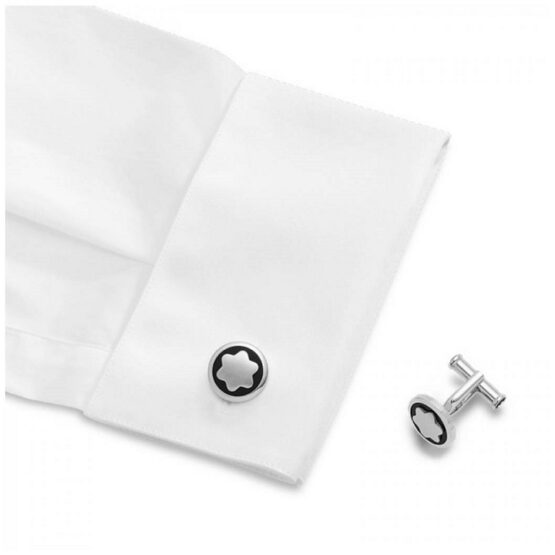 MONTBLANC 116661 GEMELLI UOMO IN ACCIAIO PREGIATO CON INSERTO IN ONICE LINEA STAR - immagine 2