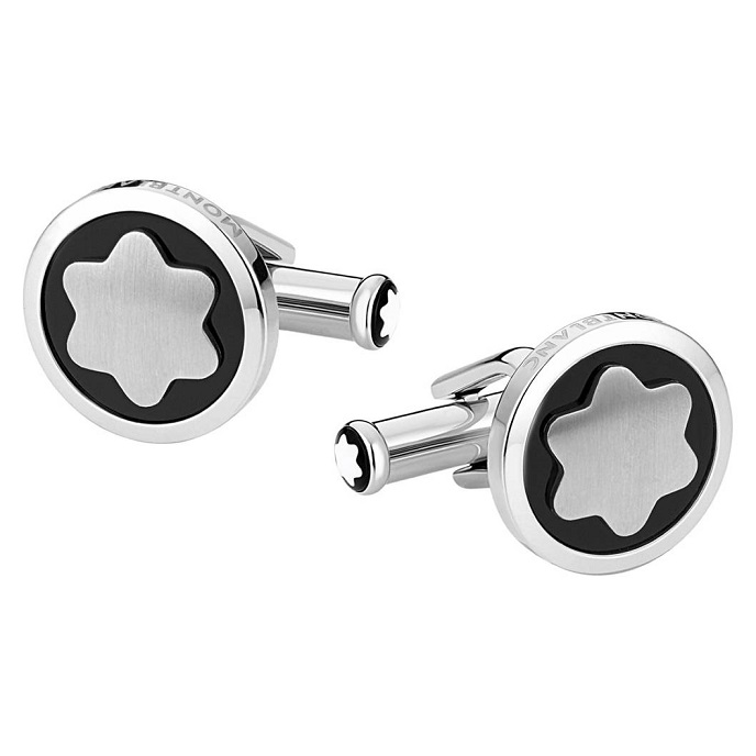 MONTBLANC 116661 GEMELLI UOMO IN ACCIAIO PREGIATO CON INSERTO IN ONICE LINEA STAR