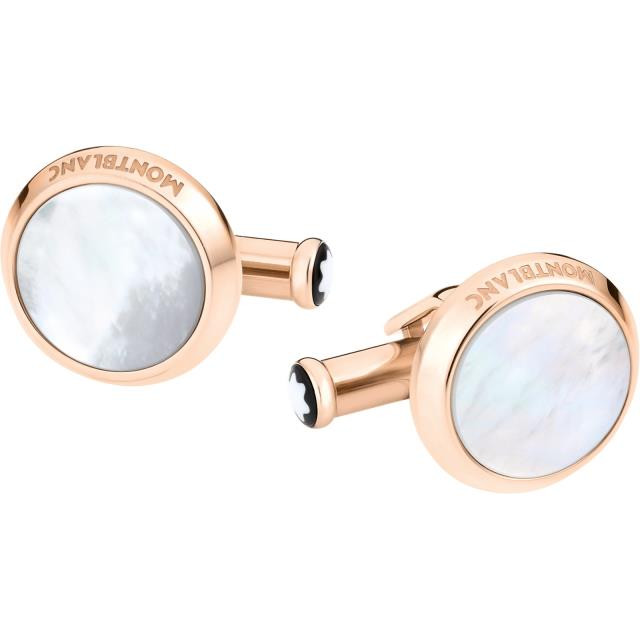 MONTBLANC 116662 GEMELLI UOMO IN ACCIAIO PREGIATO FINITURA COLORE ORO ROSA