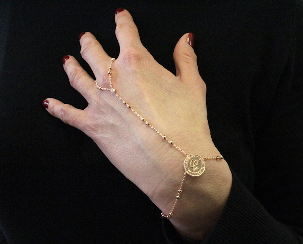 Baciamano in Argento 925 fatto a mano bracciale Catena a Dado