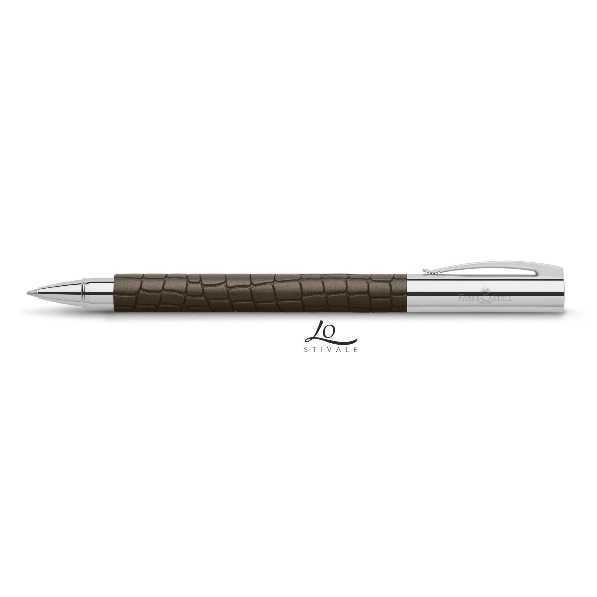 FABER CASTELL146056 PENNA ROLLER AMBITION 3D CROCO MOKA