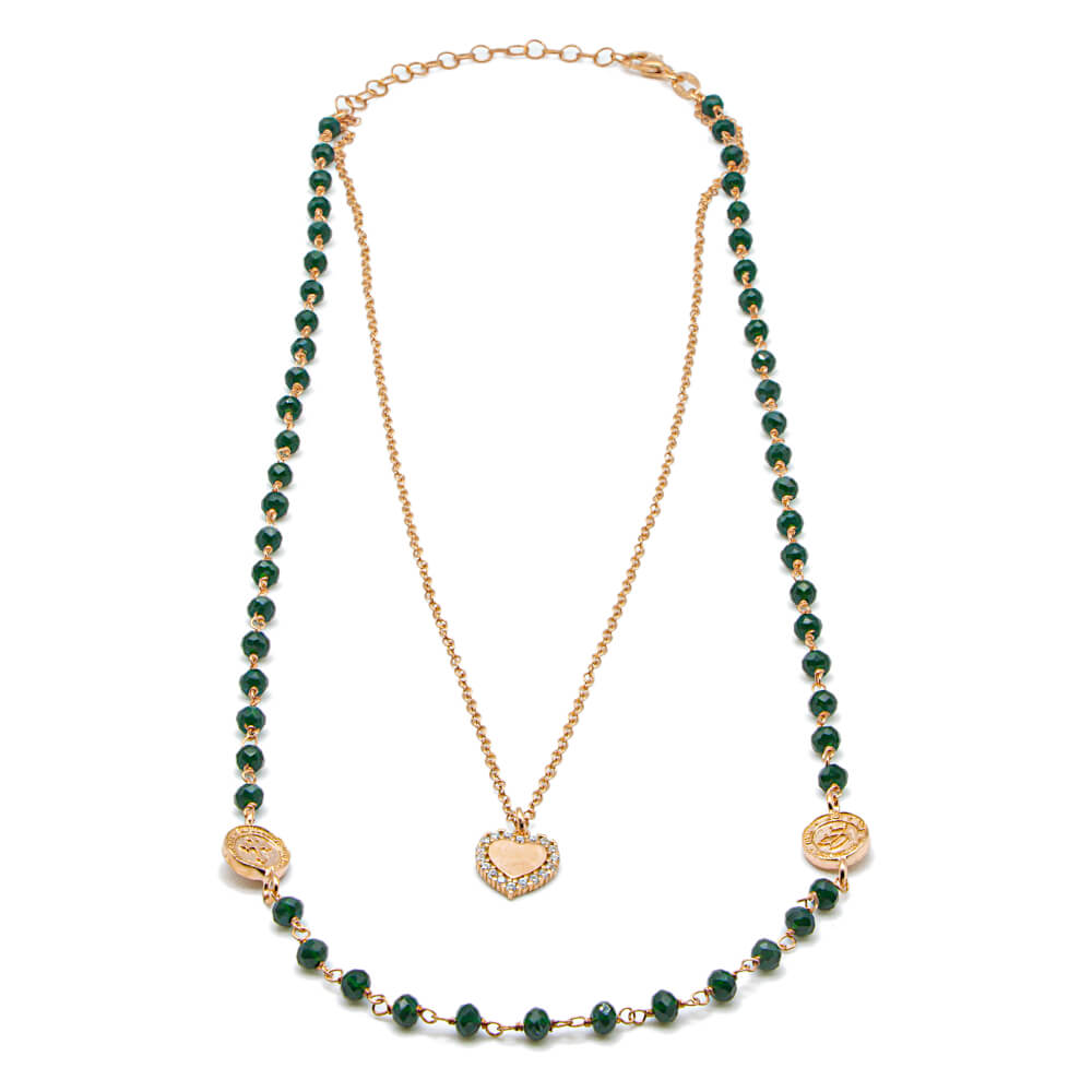 I DUCHI 11368113 COLLANA DONNA DOPPIO FILO ARGENTO 925 ROSE' LINEA MAGICAE LAPIS