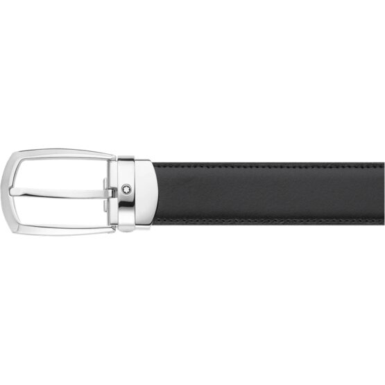 MONTBLANC 112960 CINTURA MM30 PELLE VITELLO NERO/MARRO FIBBIA OTTONE REVERSIBILE - immagine 2