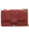 Realizzata in PU cucito Colore rosso 2 Comparti Tasca centrale con zip Chiusura con magnete Tracolla metallo fissa Metalli finitura oro Organizzazione interna 2 Tasche porta cellulare 1 Tasca con zip 27 x 10 x 17 Confezione originale Versace