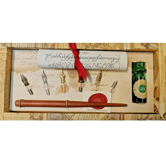 Stilografica in legno Rubinato Canotto inchiostro verde