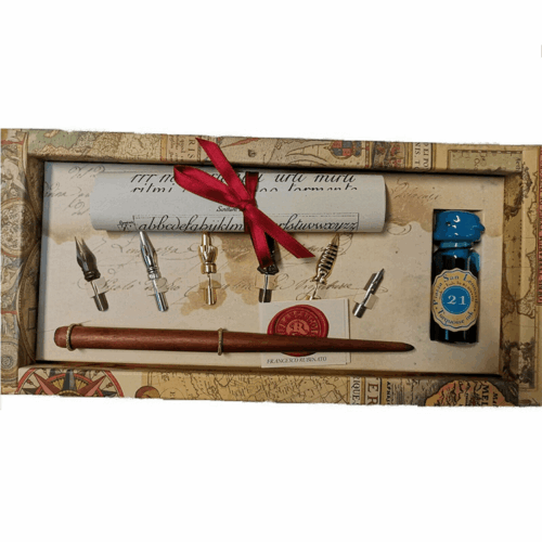 Stilografica in legno Rubinato canotto inchiostro turchese