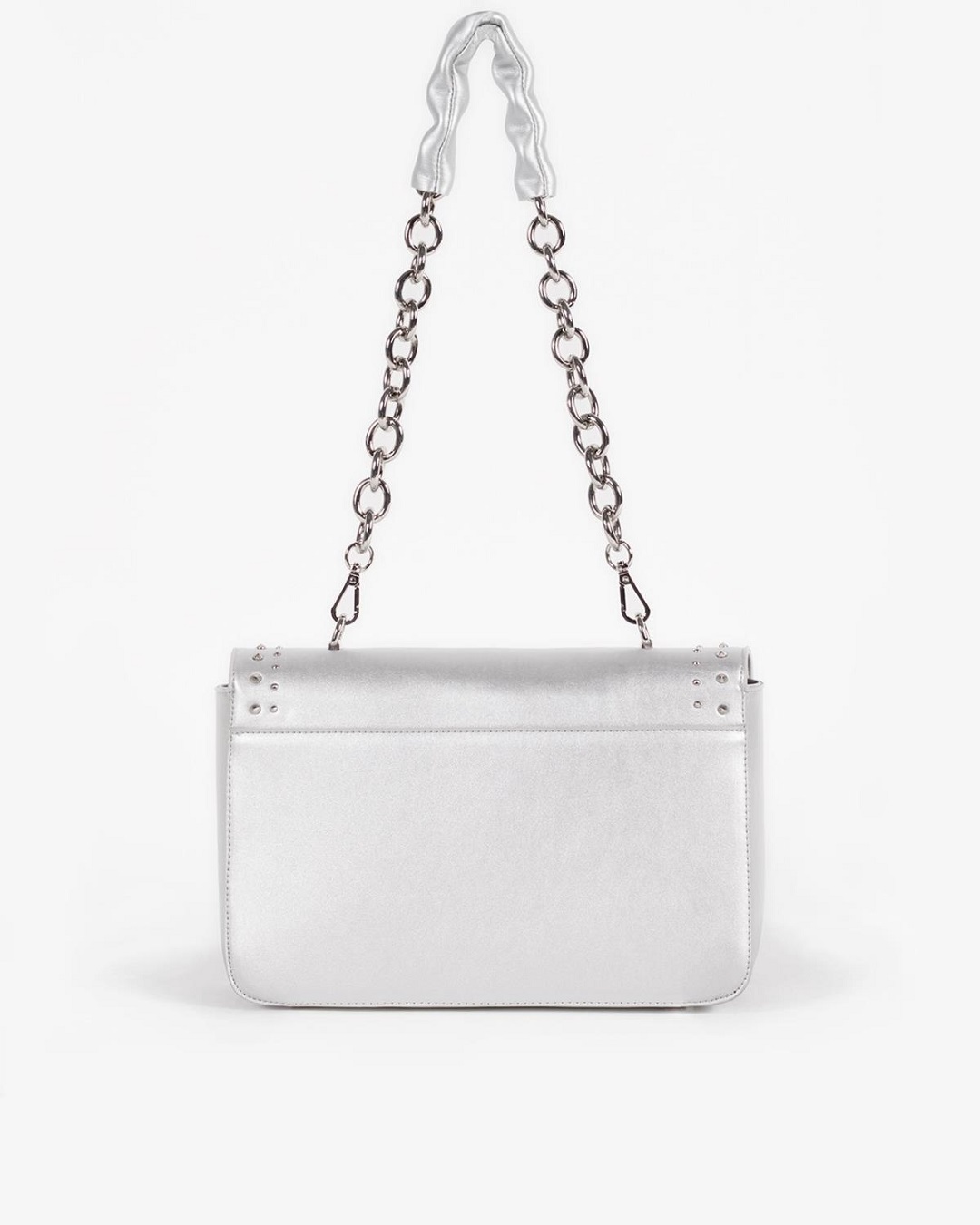 Gio Cellini BORSA DONNA CON DECORAZIONI PU COLORE ARGENTO TRACOLLA CATENA BB008 - immagine 3