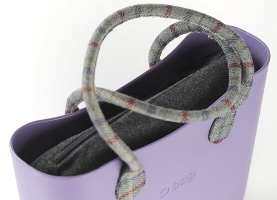 O BAG 8669 BORSA DONNA COLORE VIOLA SACCA IN TESSUTO GRIGIO MANICI TESSUTO - immagine 2