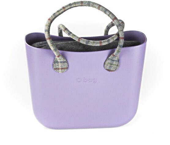 O BAG 8669 BORSA DONNA COLORE VIOLA SACCA IN TESSUTO GRIGIO MANICI TESSUTO