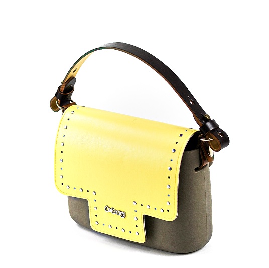 O-BAG BORSA MINIBAG CON PATTINA DECORATA POCKET 912 GIALLO/MARRONE - immagine 2