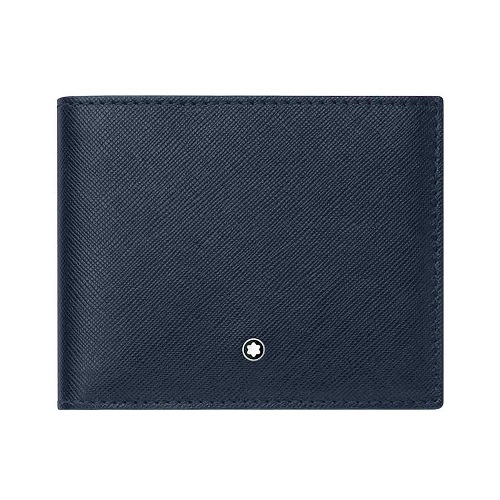 MONTBLANC 128585 SARTORIAL PORTAFOGLI 6CC  IN PELLE STAMPA SAFFIANO BLU