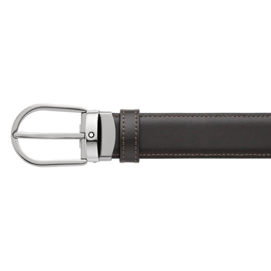 MONTBLANC 128803 CINTURA BICOLORE FIBBIA FERRO DI CAVALLO FINITURA RUTENIO - immagine 3