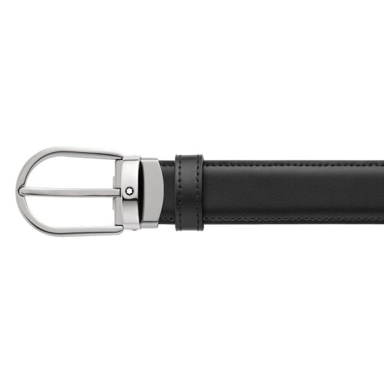MONTBLANC 128803 CINTURA BICOLORE FIBBIA FERRO DI CAVALLO FINITURA RUTENIO - immagine 2