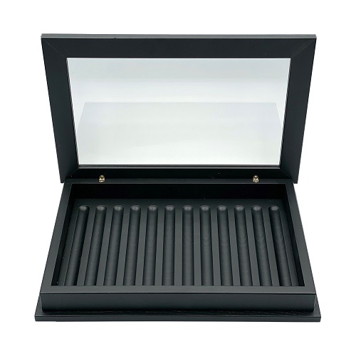 SCATOLA PORTAPENNE IN LEGNO SPORTELLINO IN VETRO 12 ALLOGGIAMENTI CP12002 - immagine 2