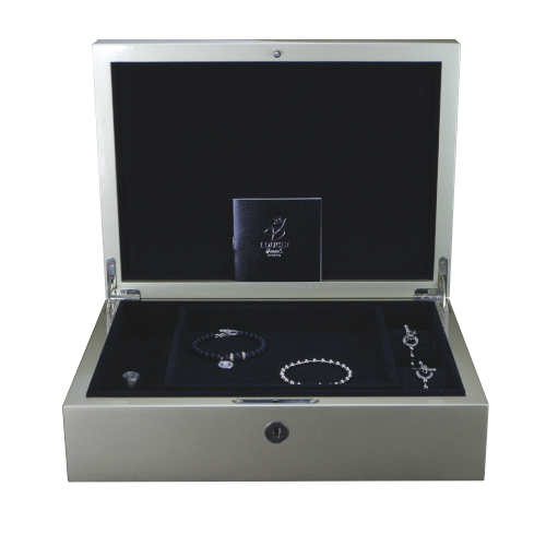 I DUCHI 17070001 COFANETTO PORTAGIOIE IN LEGNO LACCATO PERLA INTERNO ALCANTARA - immagine 2