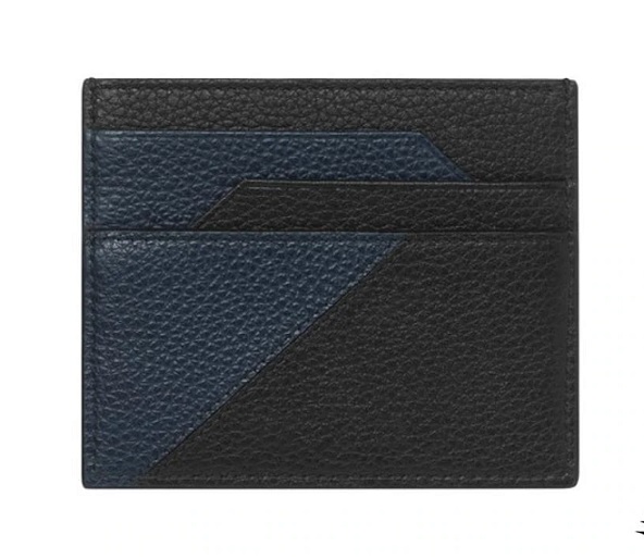 MONTBLANC 128533 MEISTERSTÜCK SOFTGRAIN GEOMETRIC PORTACARTE DI CREDITO BLU/NERO - immagine 2