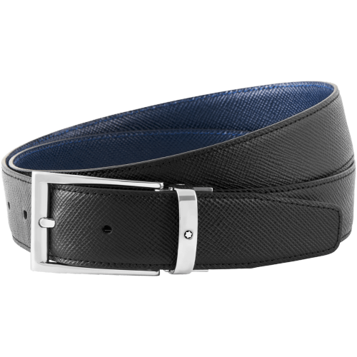 MONTBLANC 118438 CINTURA MM35 VITELLO SAFFIANO REVERSIBILE COLORE NERO/BLU