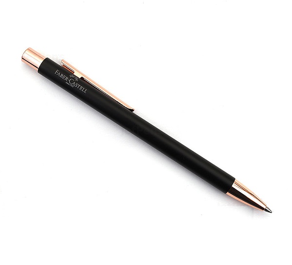FABER CASTELL 343320 Penna a sfera Neo Slim in metallo laccato nero, Rosegold - immagine 3