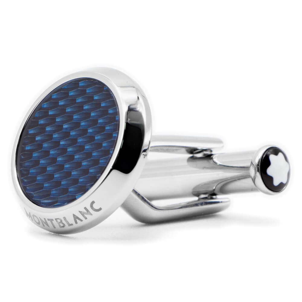 MONTBLANC 129492 GEMELLI UOMO CHIUSURA A SCATTO ACCIAIO INSERTO IN LACCA BLU - immagine 2