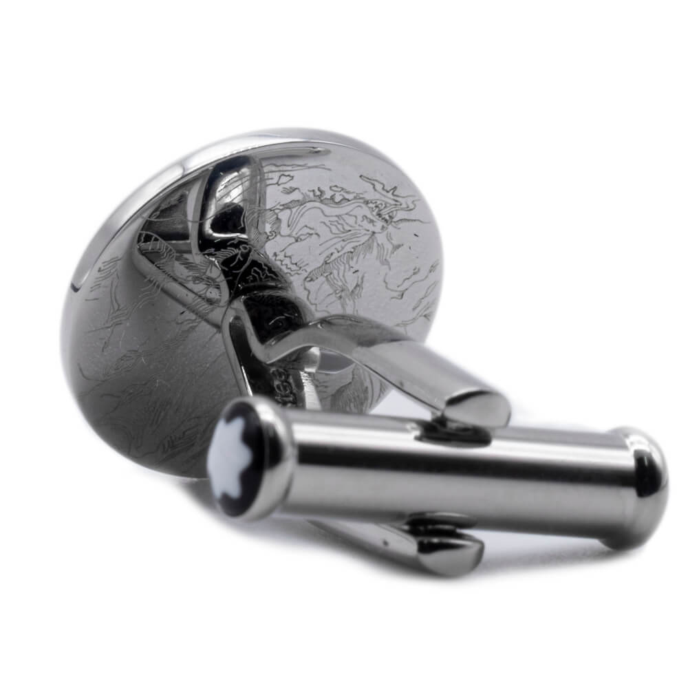 MONTBLANC 129492 GEMELLI UOMO CHIUSURA A SCATTO ACCIAIO INSERTO IN LACCA BLU - immagine 3