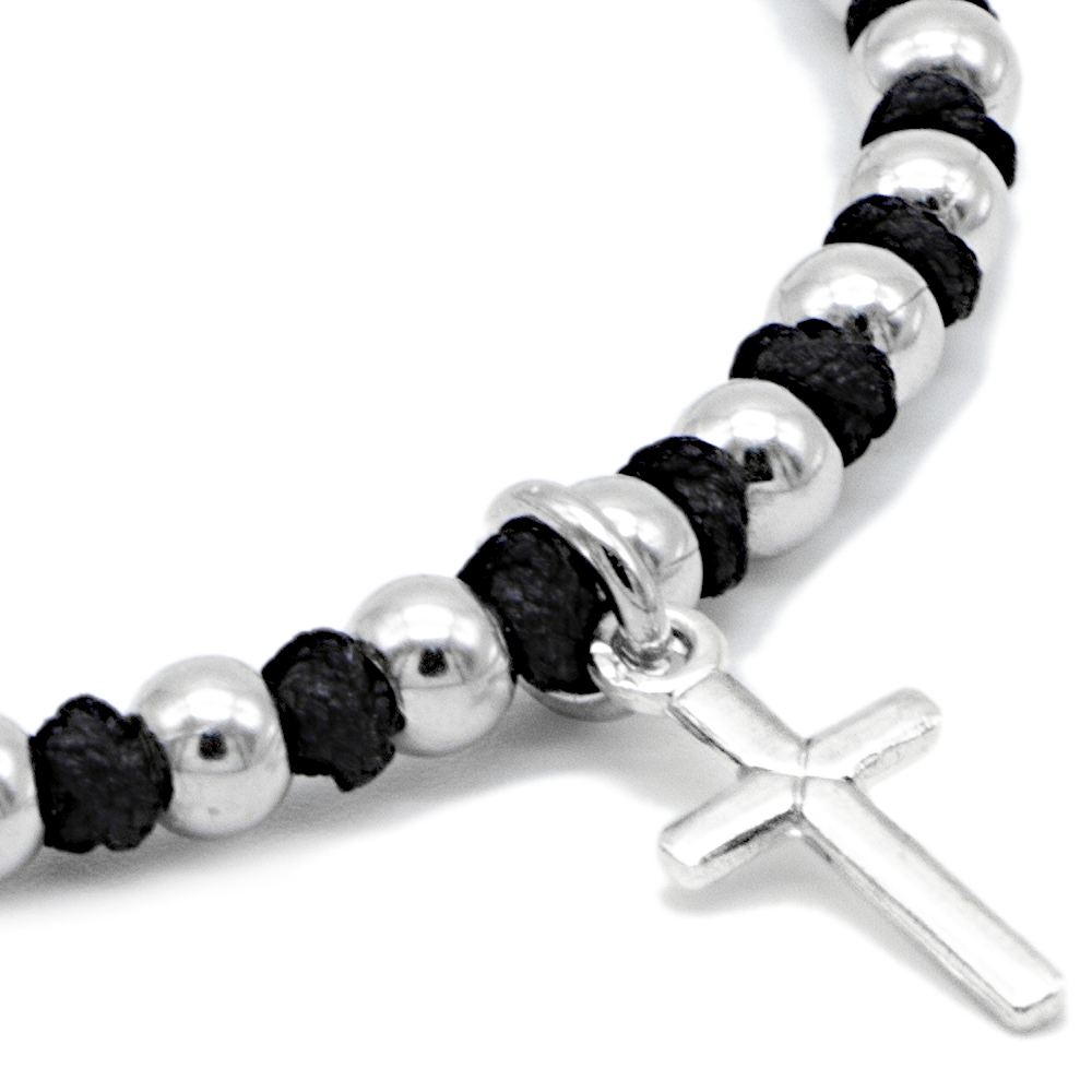 AMORE SACRO 100B1014 BRACCIALE INTRECCIATO CON PERLINE E MEDAGLIETTA A CROCE - immagine 2