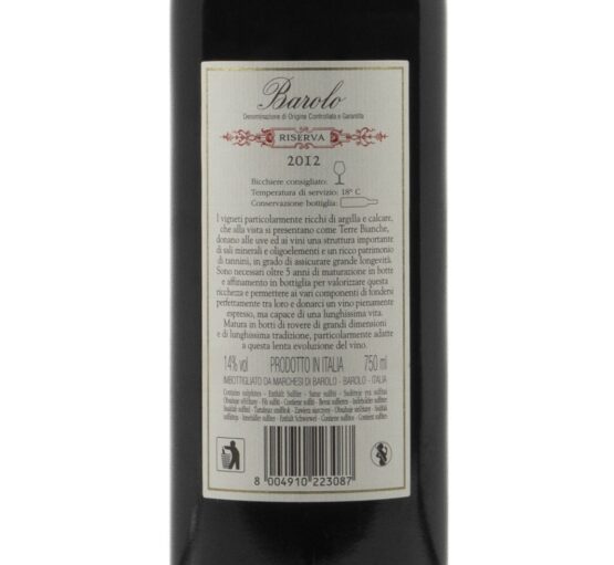 VINO ROSSO BAROLO RISERVA 2012 DOCG - MARCHESI DI BAROLO 0,75L - immagine 3