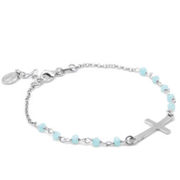 S31.BRACCIALE ARGENTO.PERLE AZZURRE.1000