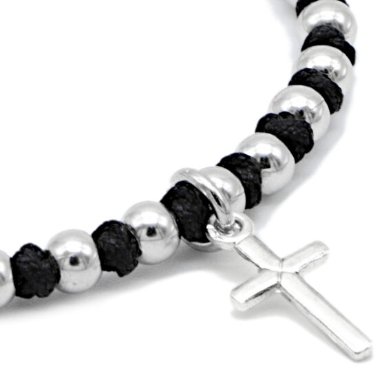AMORE SACRO 100B1014 BRACCIALE INTRECCIATO CON PERLINE E MEDAGLIETTA A CROCE - immagine 2