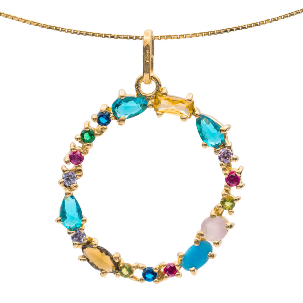 I DUCHI 11208112 CATENINA IN ARGENTO E PENDENTE LETTERA O CON PIETRE MULTICOLORE