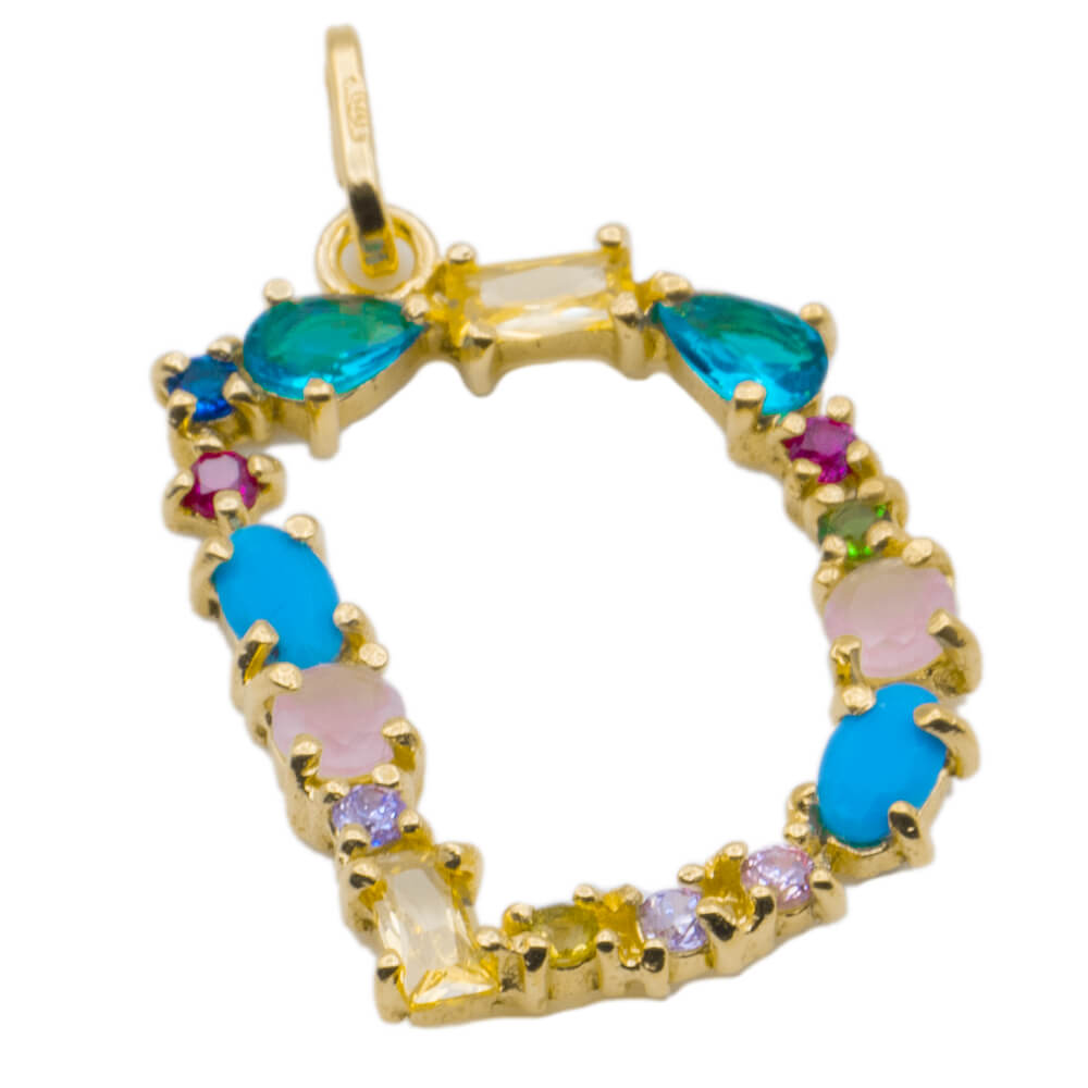 I DUCHI 11208104 CATENINA IN ARGENTO E PENDENTE LETTERA D CON PIETRE MULTICOLORE - immagine 2