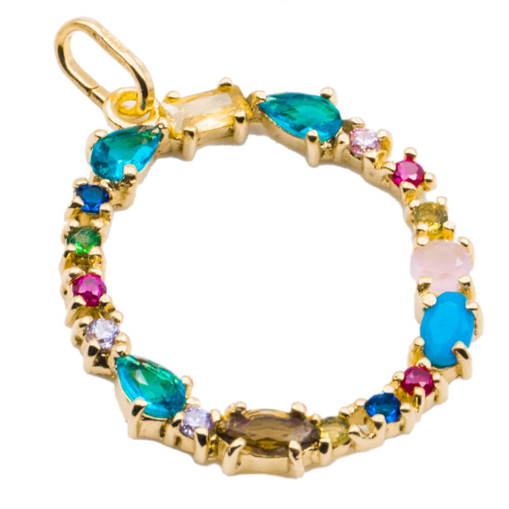 I DUCHI 11208112 CATENINA IN ARGENTO E PENDENTE LETTERA O CON PIETRE MULTICOLORE - immagine 2