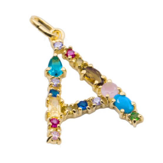 I DUCHI 11208101 CATENINA IN ARGENTO E PENDENTE LETTERA A CON PIETRE MULTICOLORE - immagine 2