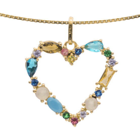 I DUCHI 11208121 CATENINA ARGENTO E PENDENTE CUORE CON PIETRE MULTICOLORE