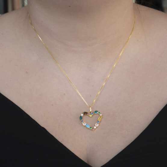 I DUCHI 11208121 CATENINA ARGENTO E PENDENTE CUORE CON PIETRE MULTICOLORE - immagine 5