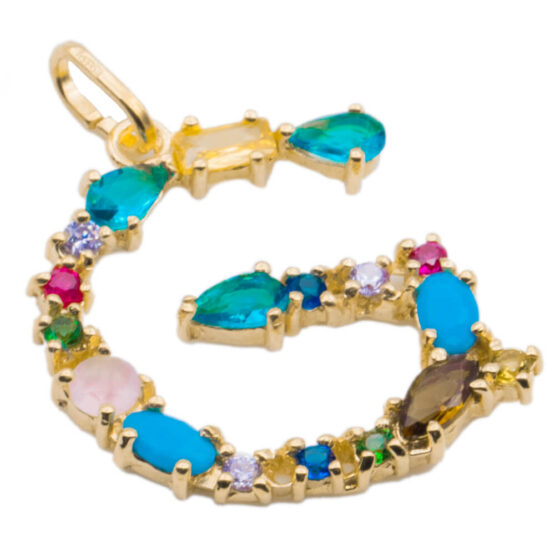 I DUCHI 11208107 CATENINA IN ARGENTO E PENDENTE LETTERA G CON PIETRE MULTICOLORE - immagine 2