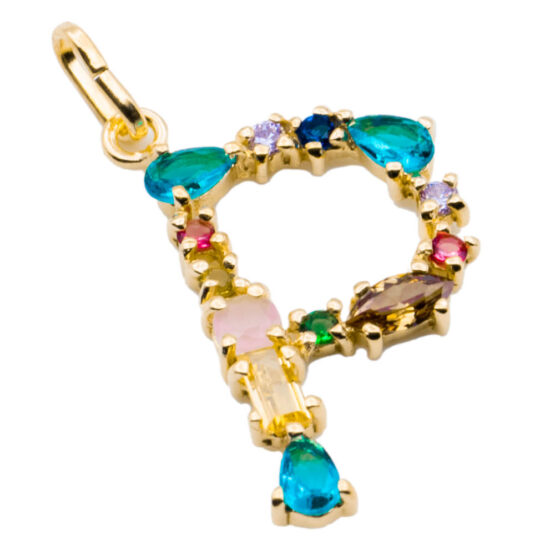 I DUCHI 11208113 CATENINA IN ARGENTO E PENDENTE LETTERA P CON PIETRE MULTICOLORE - immagine 2