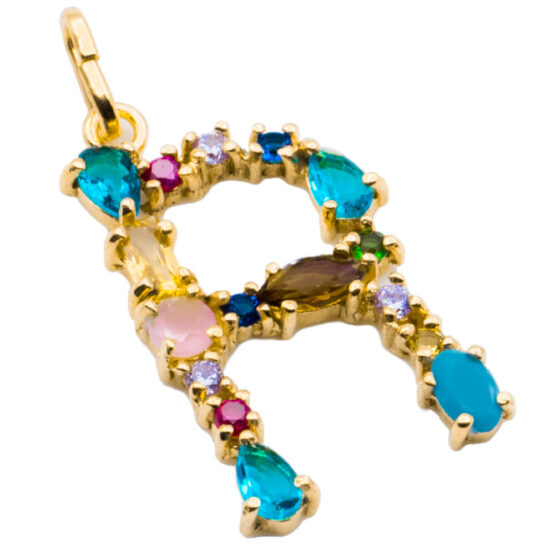 I DUCHI 11208114 CATENINA ARGENTO E PENDENTE LETTERA R CON PIETRE MULTICOLORE - immagine 2