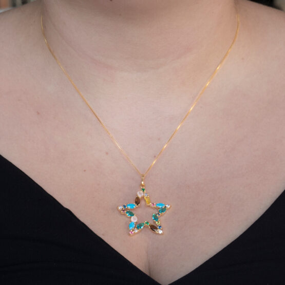 I DUCHI 11208122 CATENINA ARGENTO E PENDENTE STELLA CON PIETRE MULTICOLORE - immagine 5