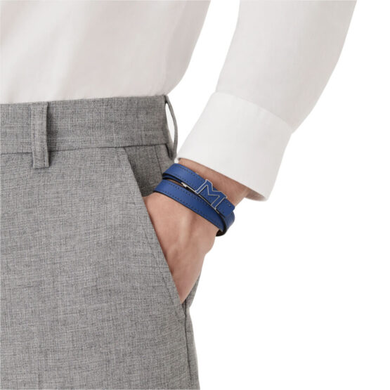 MONTBLANC 129500 BRACCIALE IN PELLE LOGO M COLORE BLU - immagine 2