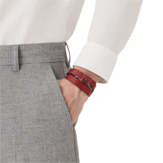 MONTBLANC 129501 BRACCIALE IN PELLE LOGO M COLORE ROSSO - immagine 2