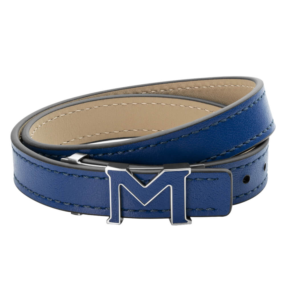 MONTBLANC 129500 BRACCIALE IN PELLE LOGO M COLORE BLU