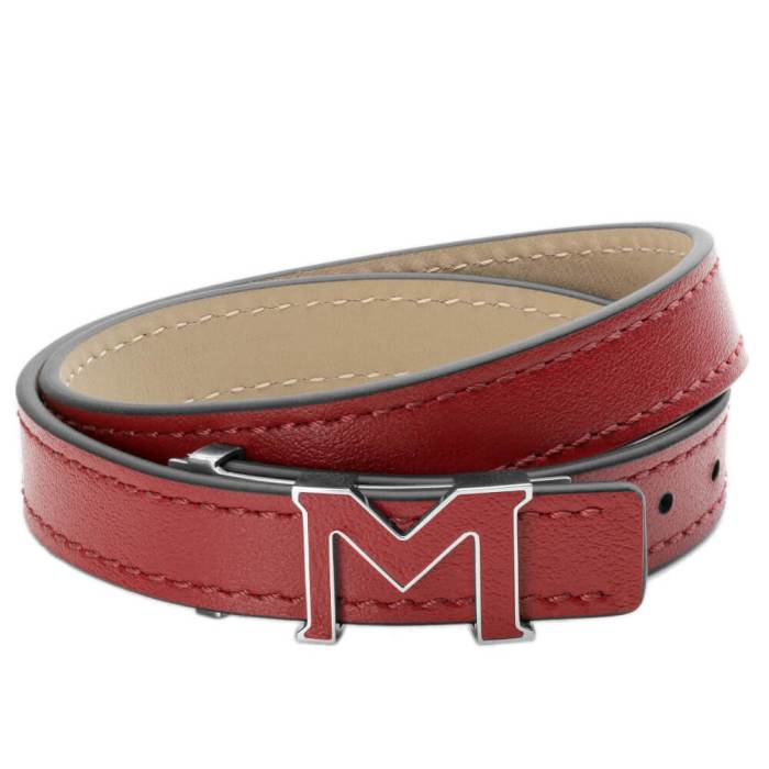 MONTBLANC 129501 BRACCIALE IN PELLE LOGO M COLORE ROSSO