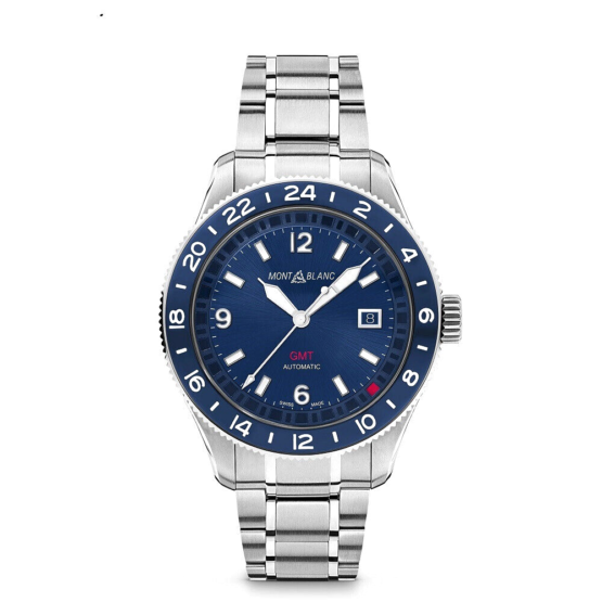 MONTBLANC 129616 - OROLOGIO DA POLSO 1858 GMT CINTURINO IN ACCIAIO