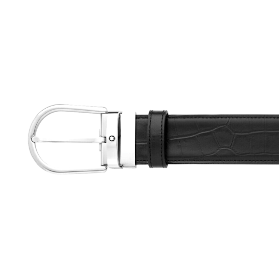 MONTBLANC CINTURA 130016 FIBBIA AD ARDIGLIONE MM35 REVERSIBILE DOPPIO PELLAME - immagine 2