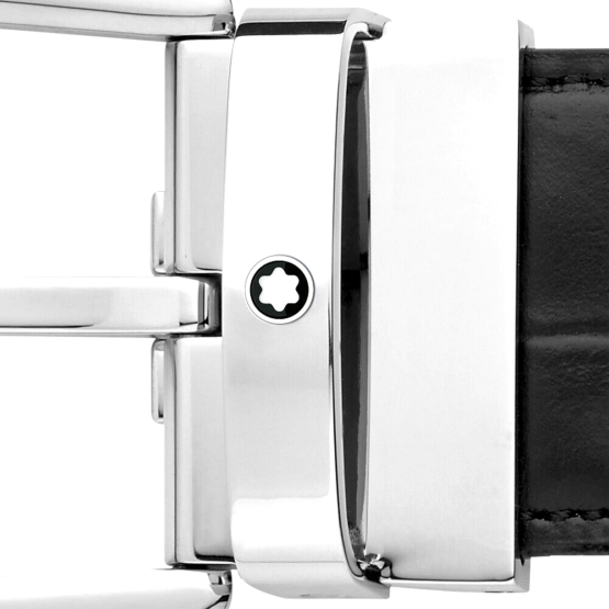 MONTBLANC CINTURA 130016 FIBBIA AD ARDIGLIONE MM35 REVERSIBILE DOPPIO PELLAME - immagine 3