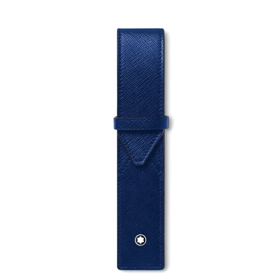 MONTBLANC SARTORIAL 130820 PORTAPENNE 2 STRUMENTI IN PELLE SAFFIANO COL. BLU