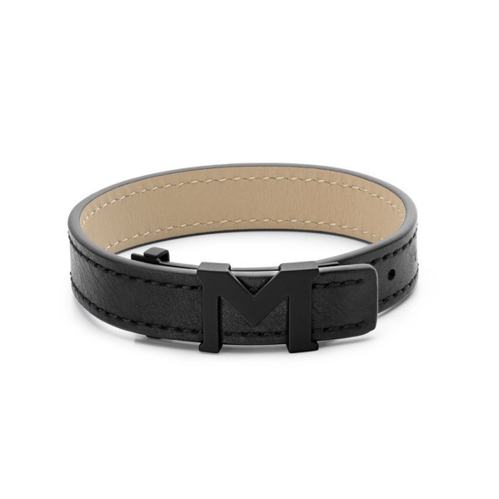MONTBLANC 129503 BRACCIALE IN PELLE LOGO M COLORE NERO